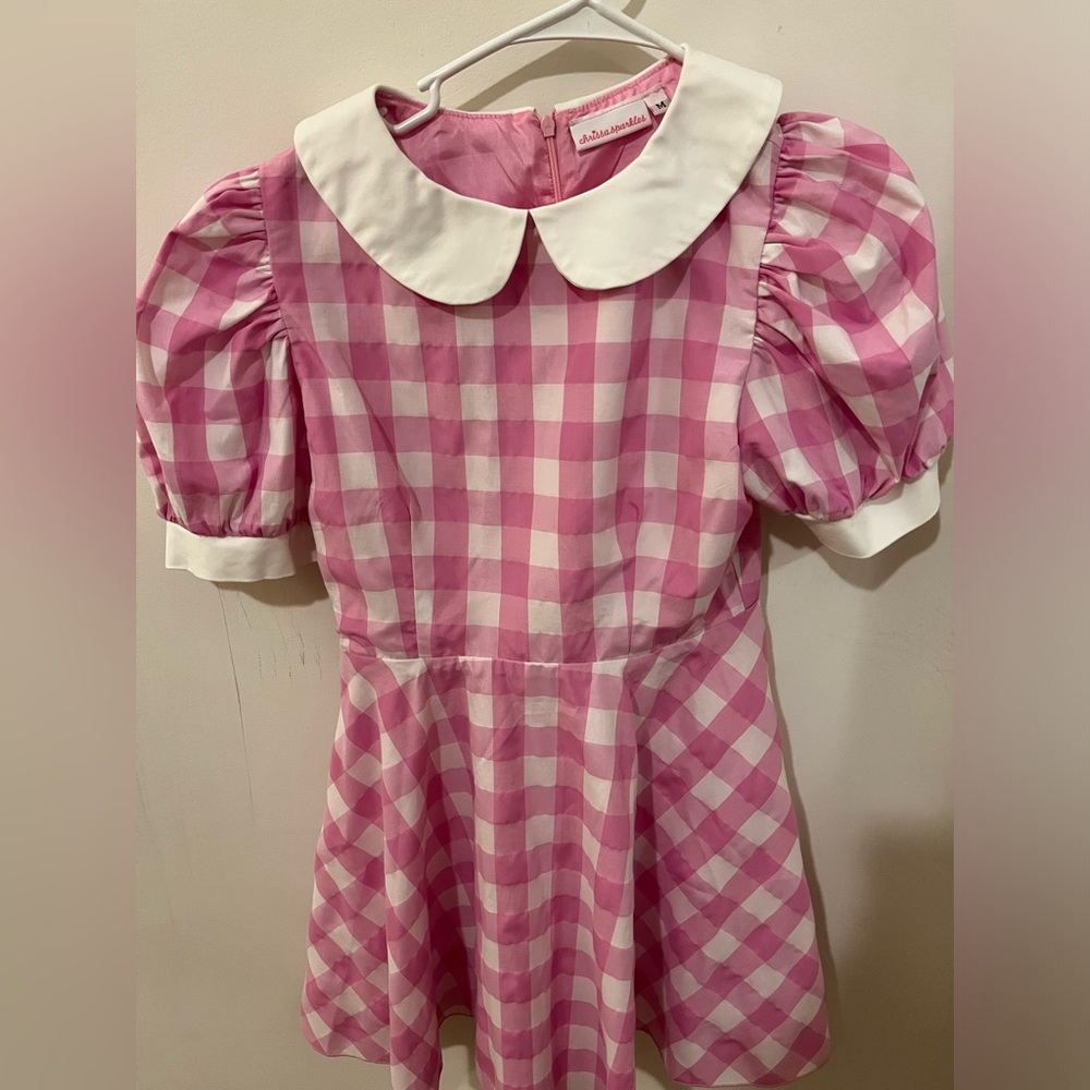 Chrissa Sparkles Pink Plaid Dress Rare